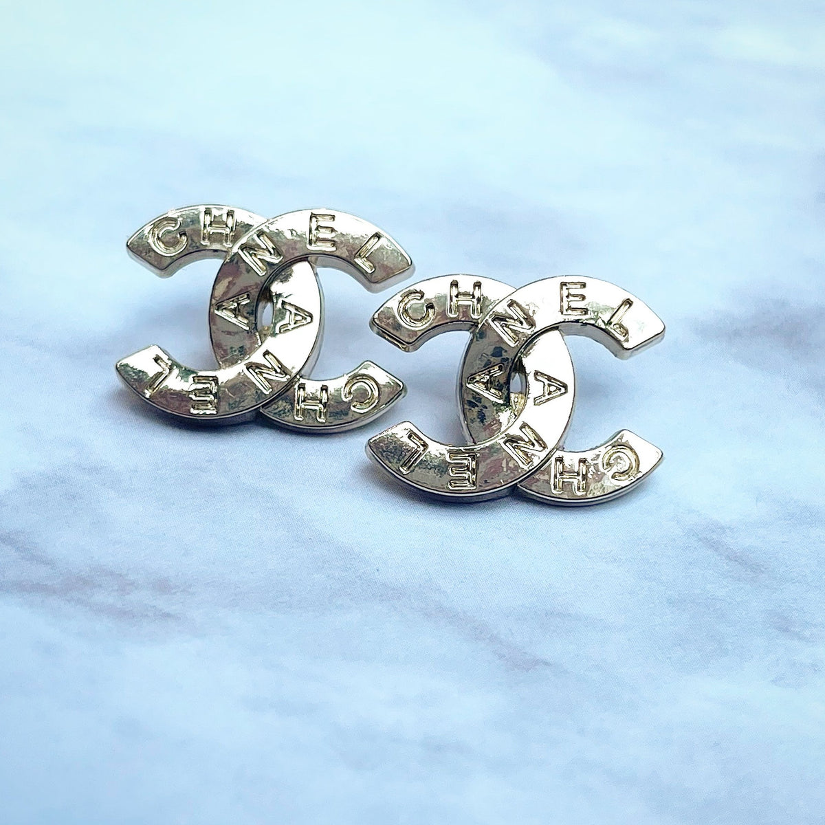 Gold CC Cut Out Chanel Logo Earrings