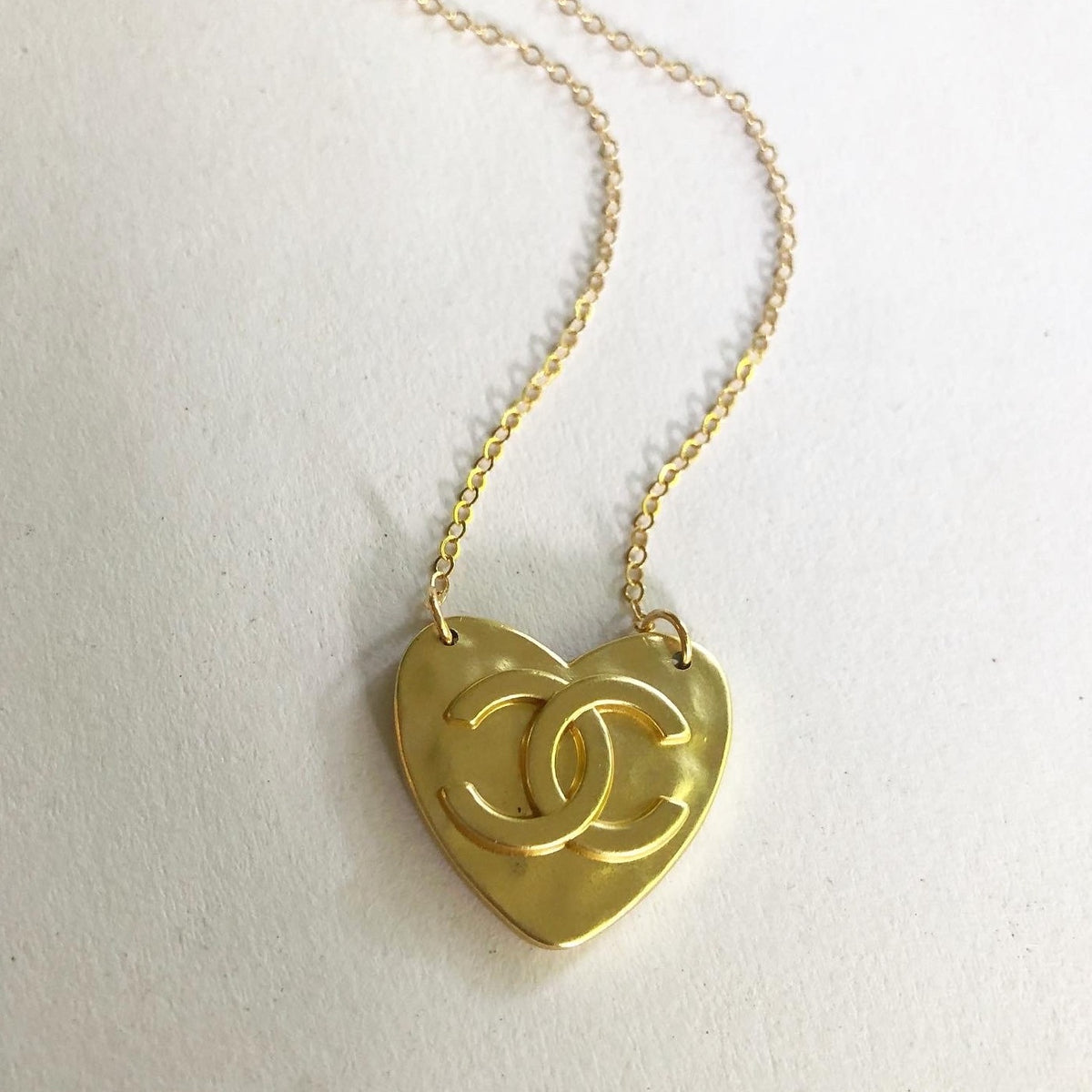 Large Gold Chanel Heart Necklace