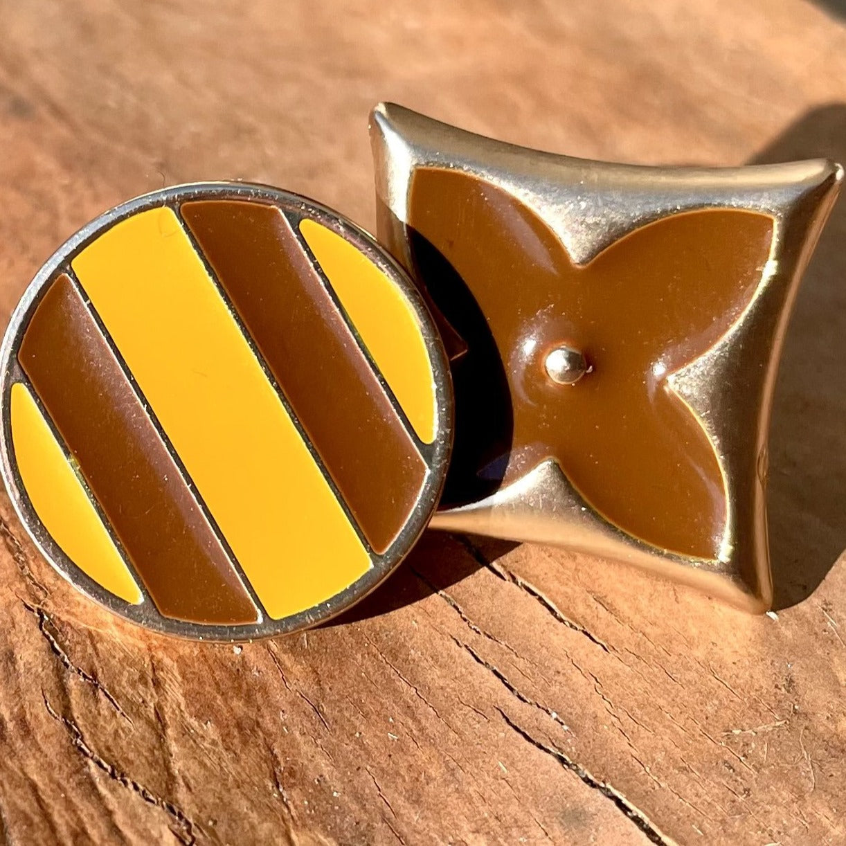 Louis Vuitton Gold LV Button Earrings