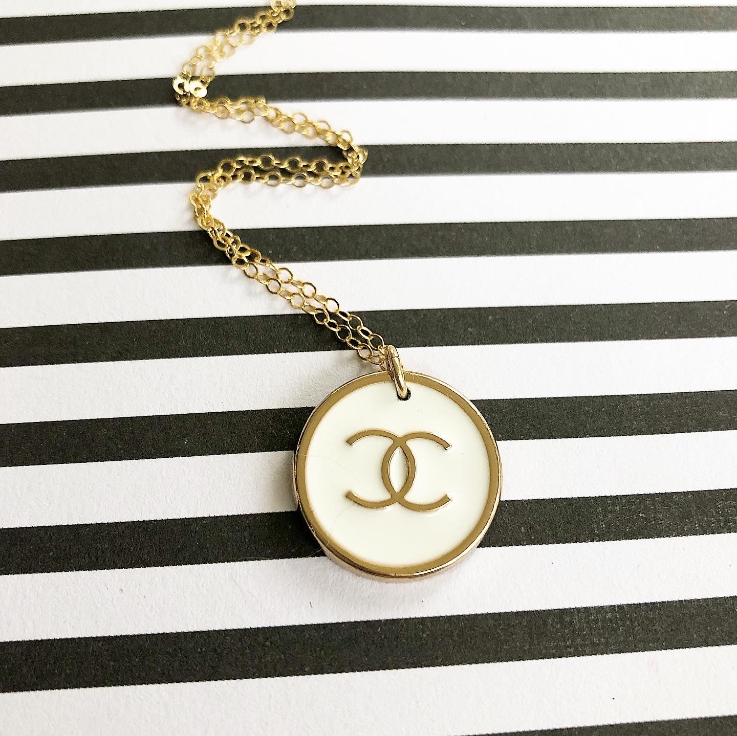 Gold and White Chanel Necklace