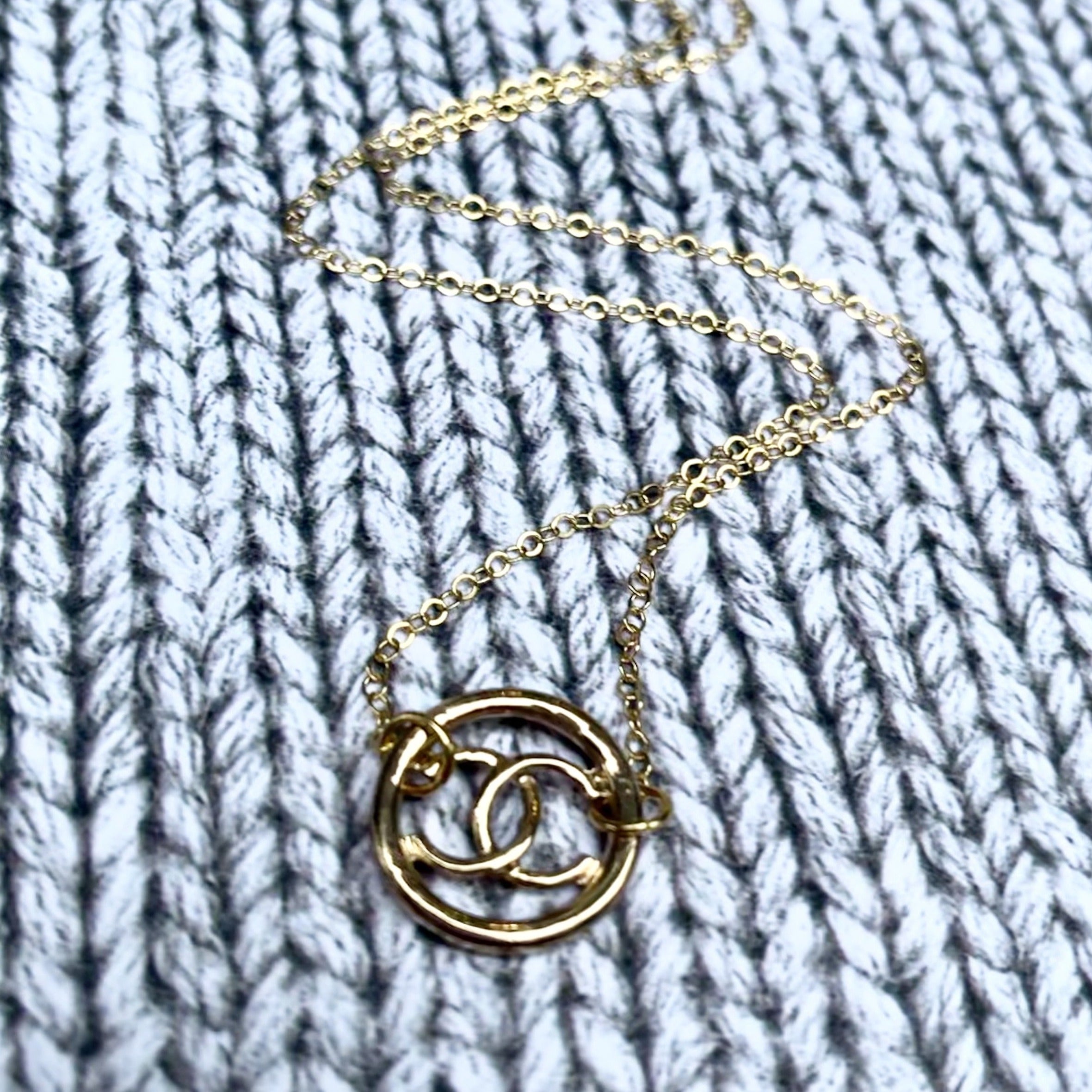 Small and Simple Circle CC Gold Cut Out Chanel Logo Necklace